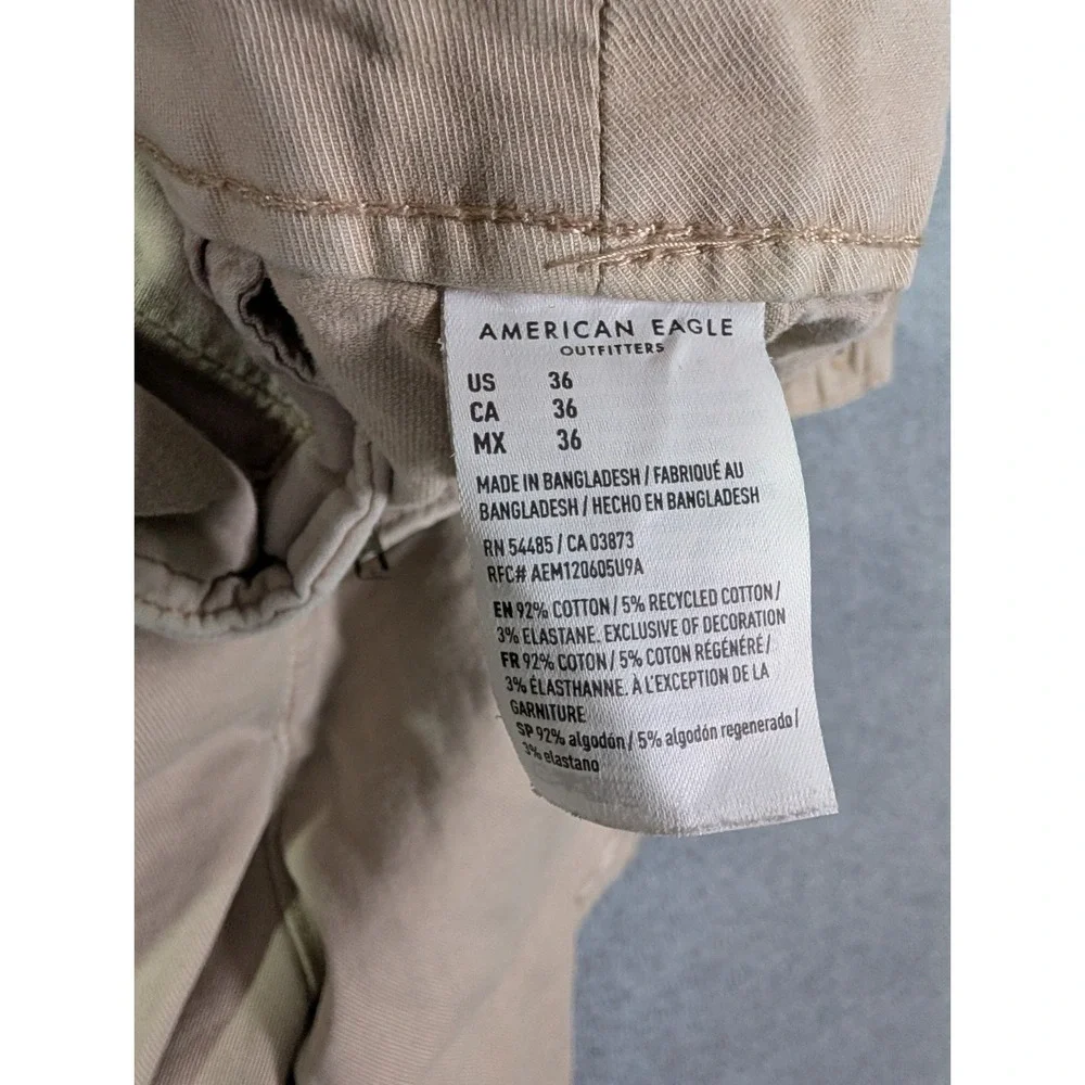 American Eagle Flex Distressed Cutoff Chino Shorts Men's Size 36 Beige Grunge